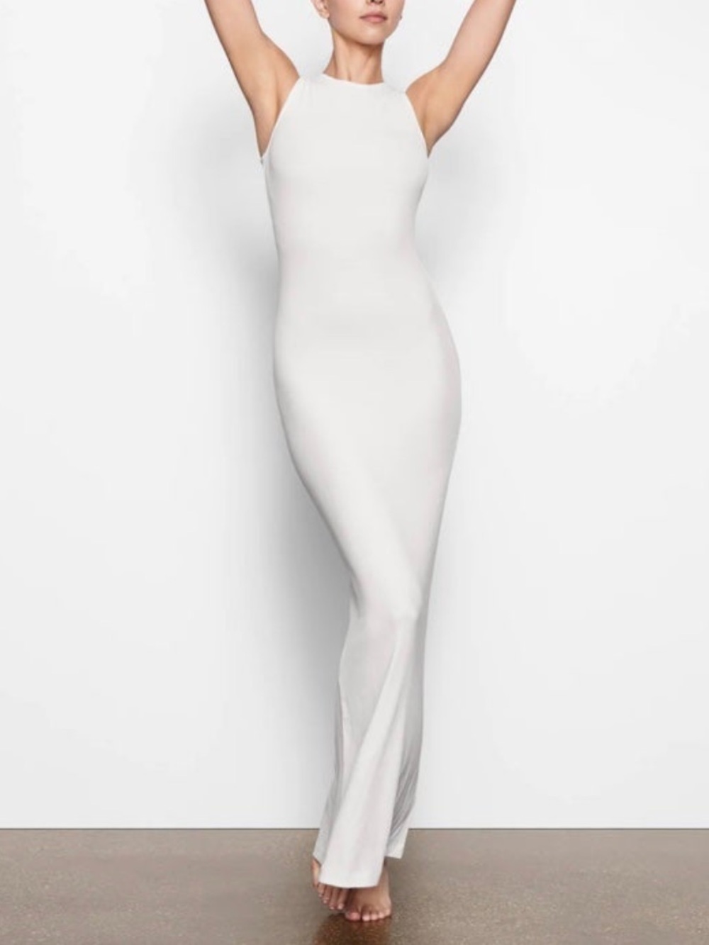 NWOT Skims soft lounge white ribbed knit sleeveless dress - XS